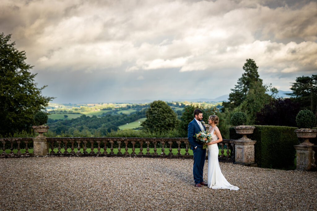 Bride and groom portrait at Bredenbury Court.