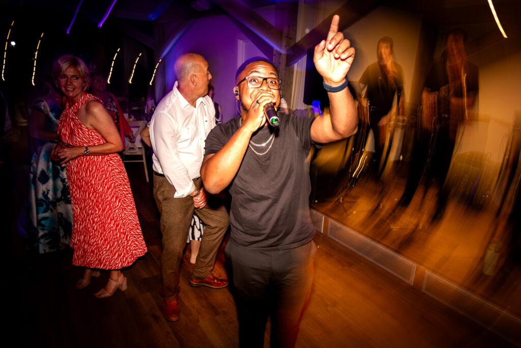 Charlie and the Funk Factory performing at a wedding.