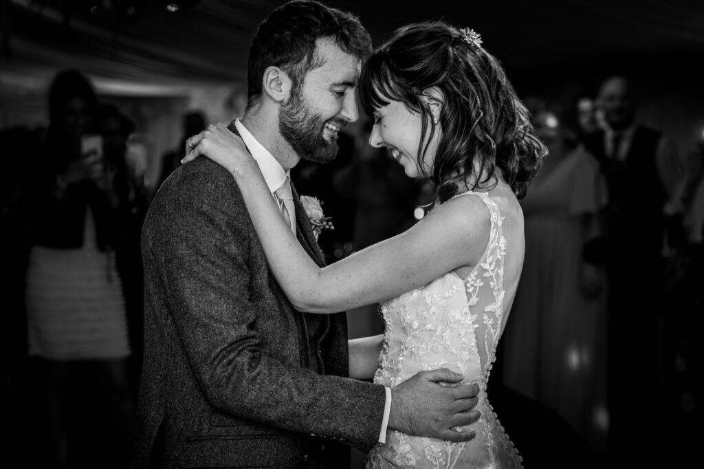 Black and white first dance shot.